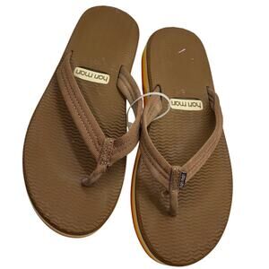 Hari Mari Brown Platform Flip Flops Rainbow Stripe Thong Sandals Size 7